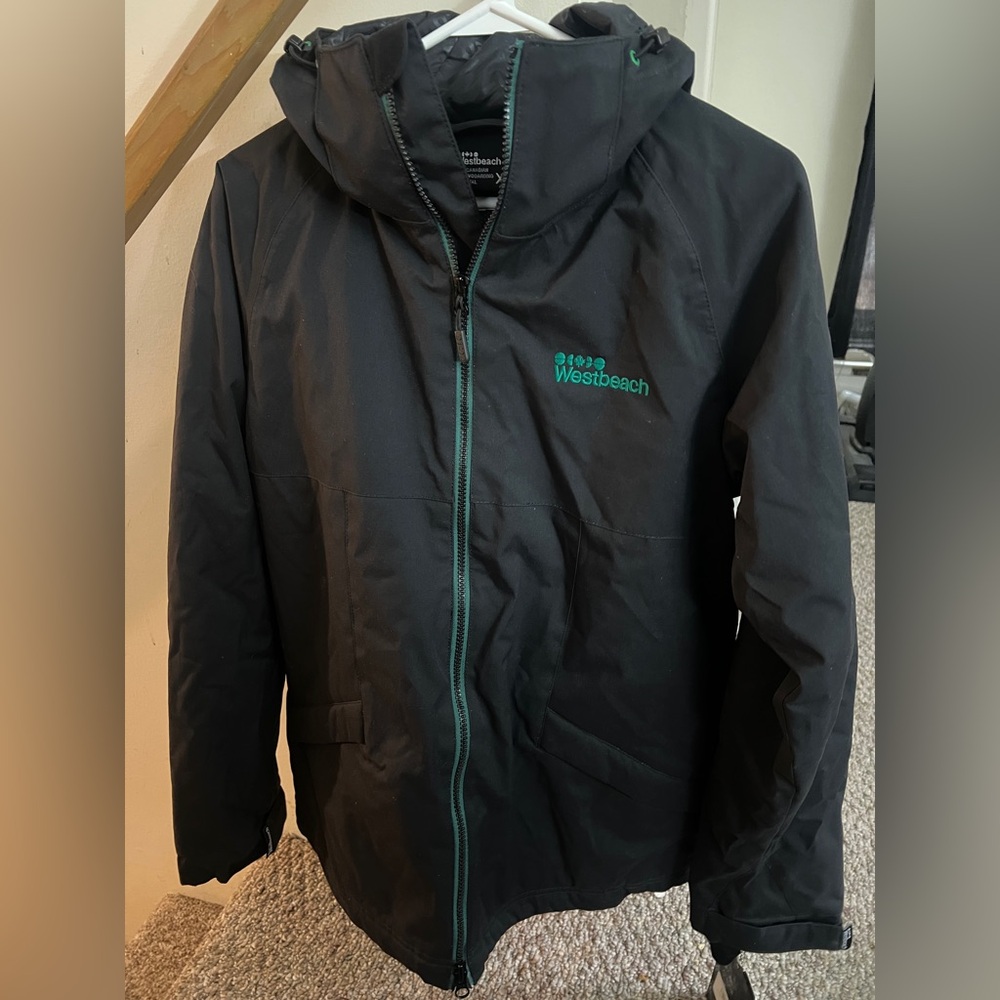 Westbeach Black Hooded Jacket with Green Accents